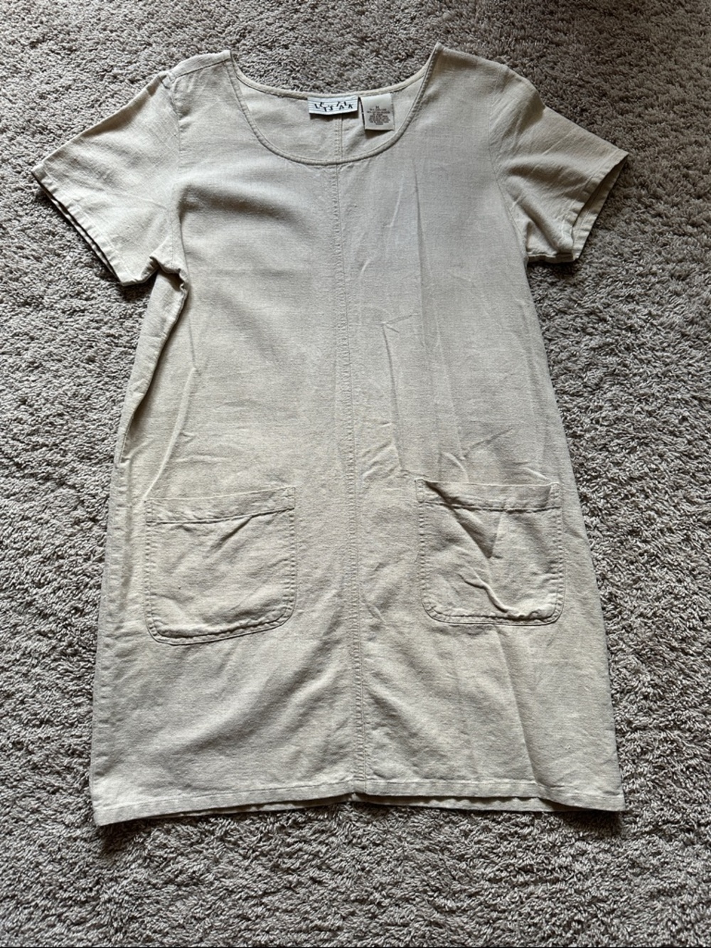 Vintage Let’s Talk Linen/Cotton Blend Tshirt Dress with pockets